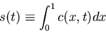\begin{displaymath}
s(t) \equiv \int_0^1 c(x,t) dx
\end{displaymath}