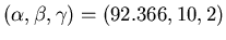 $(\alpha,\beta,\gamma) = (92.366,10,2)$